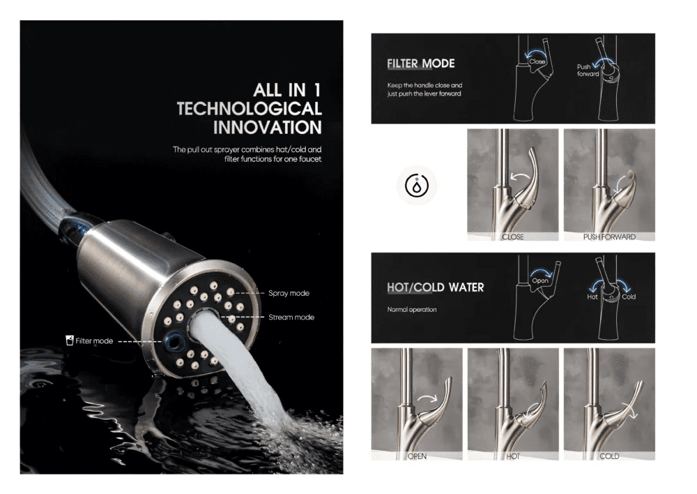 Pull Down Kitchen Faucet with Filtered Drinking Water(MKF-30428) thumbnail 4